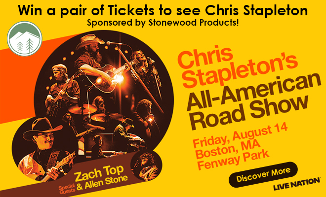 Win a pair of Tickets to see Chris Stapleton at the Fenway Park Sponsored by Stonewood Products!